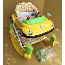 @企鵝寶貝@ 多功能二合一汽車造型音樂搖馬學步車 兩用搖馬學步車 螃蟹車 助步車 靜音輪, 1個, 黃色