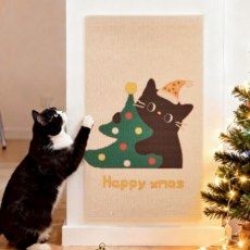 고양이 스크래처 부착식 스크래쳐 벽에 붙이는 스크래쳐 고양이 벽지 벽부착형 카페트 매트, 1개, HAPPY XMAS