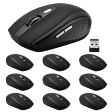 Guiheng 무선 마우스 2.4Ghz 컴퓨터 마우스 1200 노트북 PC 크롬북 컴퓨터 사무실용 나노 수신기 포함 6 버튼 (배터리 미포함 블랙), 블랙 10팩