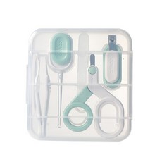 日康 嬰兒剪刀 新生兒指甲護理套裝 安全衛生防肉夾指甲剪 指甲鉗, 1個, 綠色:1個