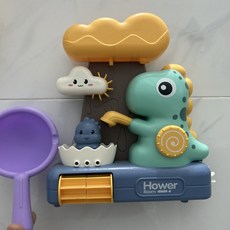 Hower Room 恐龍水車轉轉樂 - 寶寶浴室洗澡戲水玩具, 1個, 戲水恐龍水車+勺子