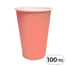 국내생산 테이크아웃 384ml(13온스) 칼라 종이컵 코랄핑크, 1개, 100개입