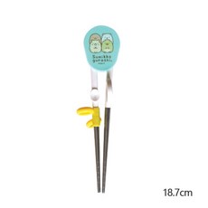 里和 韓國製 角落生物 304不鏽鋼 兒童學習餐具組 (湯匙+叉子+收納盒) 正版授權 輕巧攜帶, 1個, 學習筷 藍色, 藍色