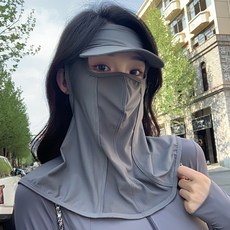 防曬面罩帽子一體護頸遮陽全臉防紫外線夏季冰絲透氣騎行面罩女款