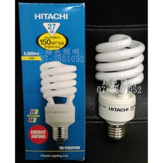 HITACHI 日立 EFS27E/D/S Z 螺旋燈泡 27W E27 6000hrs, 1個, 6500K白光-240V
