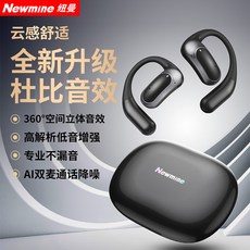 紐曼Newmine智能翻譯耳機2025新款，新一代藍牙耳機，智能降噪，舒適配戴, 魔幻黑【AI双麦降噪+杜比音效】, LY12