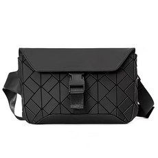 潮牌斜挎男士包 時尚韓版輕便背包 街頭斜背包 新款腰包 高品質背包, 黑色