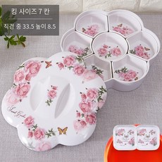 분리식 7구 멜라민 나눔 분할 접시 모듬 반찬 그릇 소스 간식 안주 1개 B, 스위트가든세븐게이트초대형과일껍질트레이2개일 × 1개