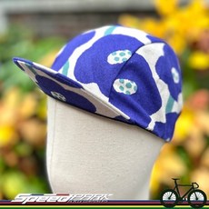 速度公園 日本手工單車小帽 經典罌粟花-藍 棉麻透氣, 1個