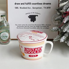 스타일 세라믹 손잡이 전자레인지용 뚜껑 대용량 기숙사용 그릇 국수 투명 학생, 21 식 라면컵 레드 세라믹 뚜껑 [1150ml]