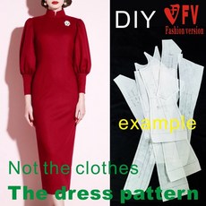 패턴 절단 유럽 큰 드로잉 및 의류 미국 드레스 이름 BLQ-463 디자인 스커트 여성, Pattern Size L, 1개