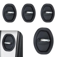 Dogary 자동차 도어 래치 잠금 커버 4개 고탄성 충격 흡수 쿠션 고무 패드 녹 및 방수 두꺼운 도어락 종합적인 보호 범용 보호 액세서리 (블랙), 블랙