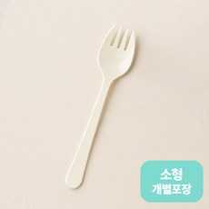 [TM] 일회용 스포크 포크 숟가락 소형 백색 개별포장, 1박스, 100개입