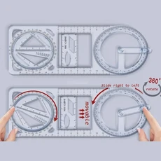 회전식 다기능 기하학적 드로잉 자 각도기 학습 측정 도구 창의적인 문구 선물 학교 사무용품