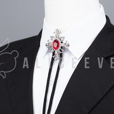 남성 레드 보석 십자가 볼로타이 루프타이 정장 셔츠 액세서리