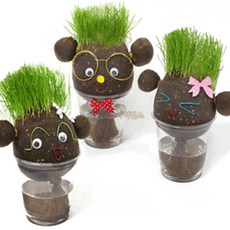 식물관찰 잔디인형 꾸미기키트 5인용 잡초 토피어리장식 씨앗키우기 관찰수업, 1개