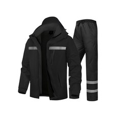 남성용 레인 수트 높은 가시성 반사 작업용 재킷 팬츠 모든 스포츠 농장 낚시 오토바이용 Hi-vis 블랙/그린 149512, Medium, Hi-vis 블랙