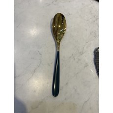 YCY 不鏽鋼餐具 綠柄金邊餐匙叉子組，優雅耐用，提升用餐體驗, 湯匙, 1個