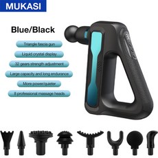 MUKASI Electric Massage Gun 32 레벨 근막 총 딥 티슈 넥 바디 백 근육 스포츠 마사지 릴랙스 통증 완화 운동, Type C Charge, Blue