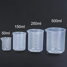 실험실 비커용 플라스틱 측정 컵 눈금 머그잔 주방 베이킹 용품 도구 1 개 4 50 ml 150 250 500ml, 50ml 용량