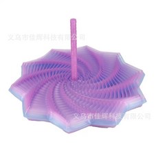 3D列印帶手柄六邊形花形螺旋塔解壓多邊形蘿蔔塔擴展感官解壓玩具, 水晶紫手持解壓,11cm, 1個