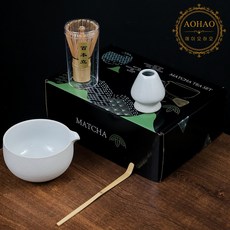 AOHAO 말차 도구 1/4/7 PCS 세트 MATCH WHISK 차선 차선립 다완, 6세트, 밝은 화이트4PCS