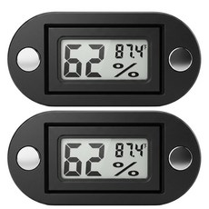 BamiriX 2 PCS 점핑 스파이더 사육용 자기 온도 및 습도 모니터 액세서리 미니 디지털 파충류 온도계 LCD 실내 테라리움 수조용 습도계타원형, Square and Circle