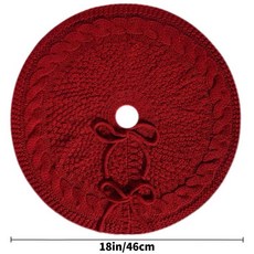 北歐風針織聖誕樹裙白色溫馨樹圍聖誕節氛圍裝飾INS風簡約居家布置禮物可機洗地墊擺件, 1個, 直徑46cm/18英寸【紅色】