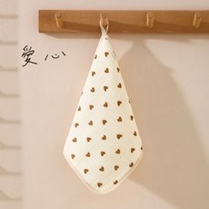 四層棉紗方巾 親膚透氣掛式小方巾, 1個, 6.愛心