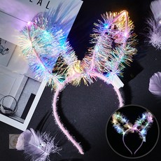 LED 토끼 머리띠 4p 핑크 유아led머리띠