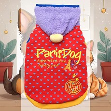 티셔츠 레드 L 반려견 체온유지 실내 위생 디자인 옷