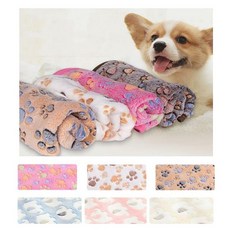 리군 반려동물 극세사 담요 중형 76*52cm, 1개, 발자국-핑크