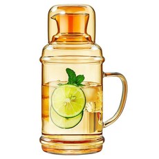 뚜껑과 스파우트가 있는 68OZ 유리 피처 물통 온수/냉수용 2000ml 카라페 커피 주스 홈메이드 음료용 대형 스티 피처(텍스처), Champagne, 68 Ounces, 2L