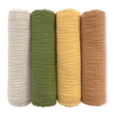 SwaddleDesigns 면 모슬린 포대기 담요 4개 세트 남아 및 여아용 속싸개 최고의 샤워 선물 116.8 x 116.8cm46 46인치 핑크 플로럴 180828, Apricity