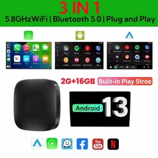 2025 안드로이드 13 Carplay Box 자동 무선 스마트 TV 박스 2G + 지능형 시스템 WIFI 지원 Netflix YouTube, 01 A133 2GB 16GB, 1개
