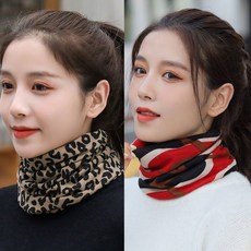 秋冬掛耳脖套 防風麵罩 保暖護頸 雙麵針織圍脖 騎行保暖【買一送一】圍脖冬季女網紅堆堆帽子保暖套頭護頸椎百變脖套圍巾, 【大板型】經豹紋+爆炸星星【2條】, 1個