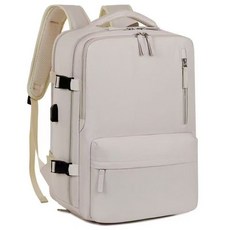 多夾層旅行後背包 韓國設計 減壓設計 防水耐用 [大容量多功能旅行揹包] 米白色乾溼分離