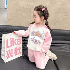 GOYES 캐릭터 귀여운 산리오 어린이 남녀아공용 긴팔 긴바지 상하의 세트 맨투맨