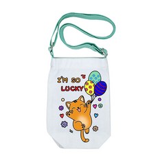 그리기 텀블러백 / 크로스 텀블러 에코백 휴대용 물통가방, 1개, 고양이