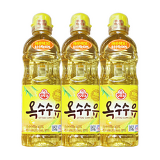 오뚜기 옥수수유 식용유 기름 튀김 부침 오일, 3개, 500ml