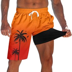 Westwolf 압축 안감이 있는 남성용 수영 트렁크 22.9cm(9인치) 퀵 드라이 보드 반바지 C 오렌지 XL 206636