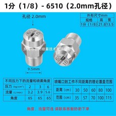 304不銹鋼扇形噴嘴 工業清洗 洗車噴嘴 除塵清洗噴頭 噴嘴DG125A, 1/8-6510-2.0mm孔徑
