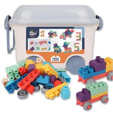 兒童積木收納桶 創意拼插大顆粒玩具, 超大顆粒積木-收納箱裝, 50個