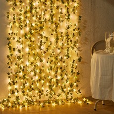 태양광 와이어 조명 태양열 전구 줄조명 꽃 정원등 LED 외등 아이비 넝쿨, 2m