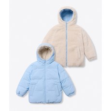 무신사 스탠다드 MUSINSA STANDARD KIDS 데일리 푸퍼 리버서블 플리스 후디드 패딩 재킷 자켓 [스카이 블루/크림] MKDJJBZ04-N8 371162