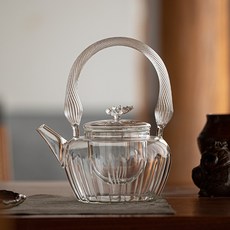 日式耐熱玻璃茶壺 家用電陶爐可加熱煮茶壺, 透明蝴蝶壺, 1個