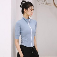 運動外套女 健身速幹五分袖瑜伽服上衣 拉鏈開衫