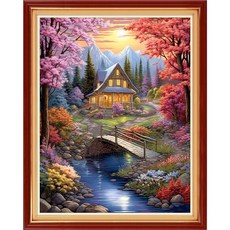 초보자를 위한 레드싱 스탬핑 크로스 키트 자수 다양한 패턴 스타터 DIY 프린트 바늘 포인트 11CT - 피콕 플라워 16x20 인치, Arts patterns01, 1개