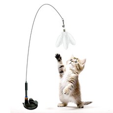 네이처펫 롱와이어 흡착 고정 깃털 낚시대 + 깃털 세트, 혼합색상, 1세트