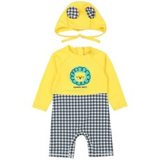 agabang 蝴蝶結格紋一體式泳衣 01O356001